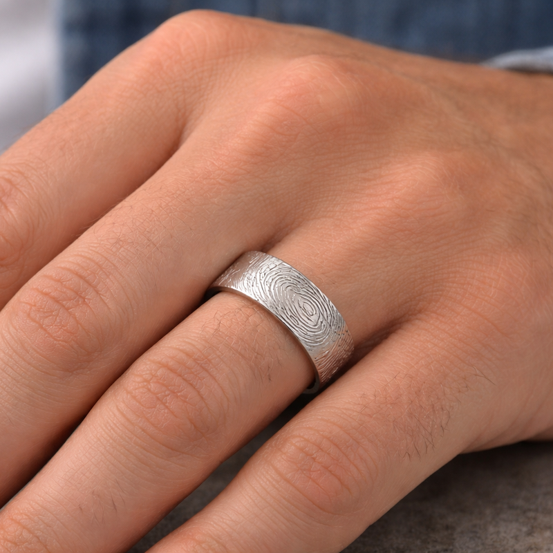 fingerprint on a silver band