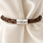 Personalised Handprint Leather Bracelet On Man