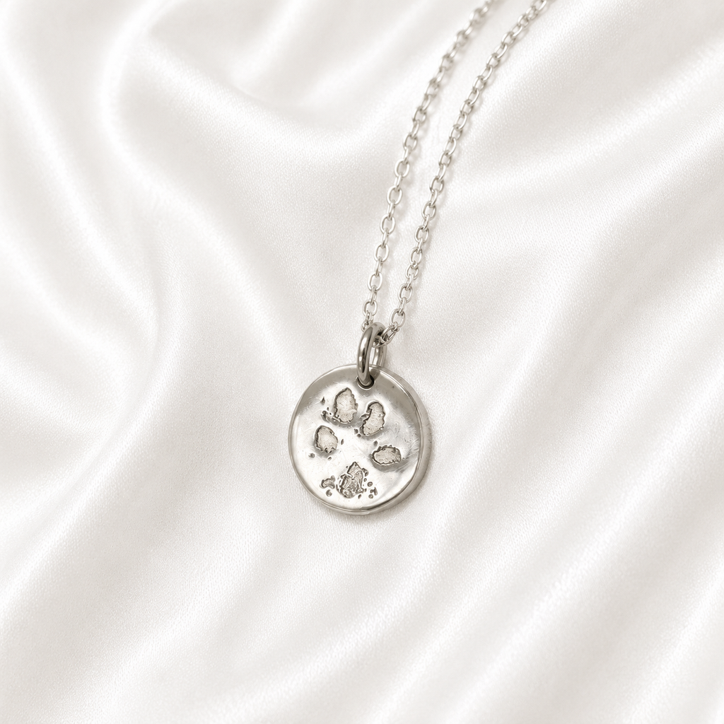 Personalised Pawprint Oval Silver Necklace