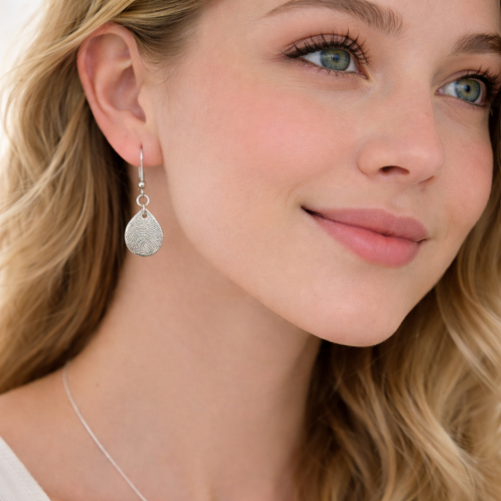 Personalised Detailed silver fingerprint earrings