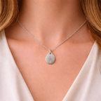Personalised Real Fingerprint On Teardrop Necklace