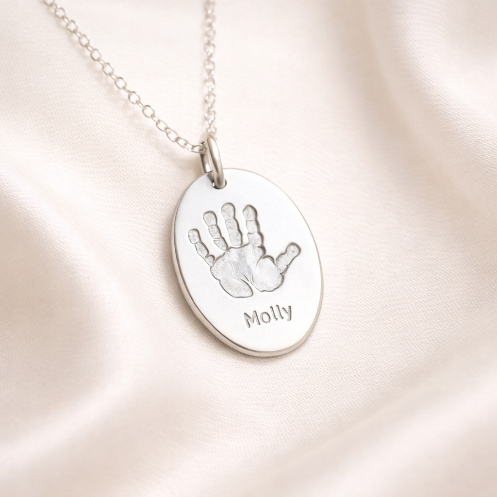 Personalised Footprint Oval Necklace 2