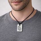 Dog tag with a fingerprint on it