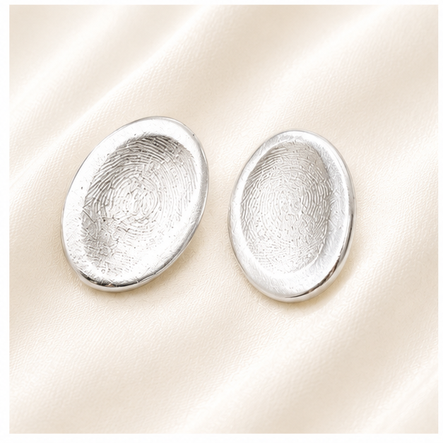 Personalised Fingerprint Oval Studs 1