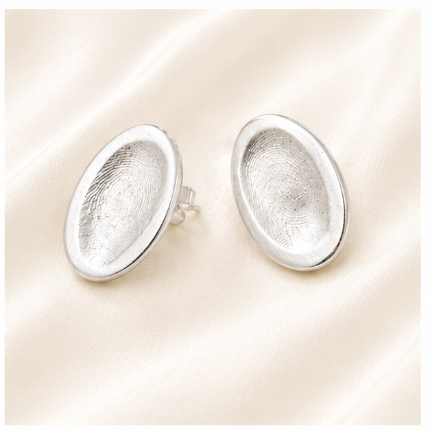Personalised Fingerprint Oval Studs 4