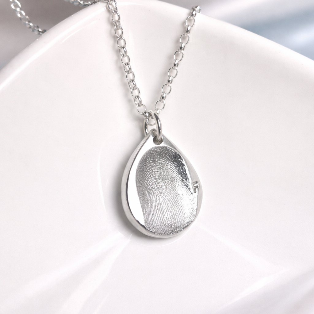 Fingerprint teardrop necklace