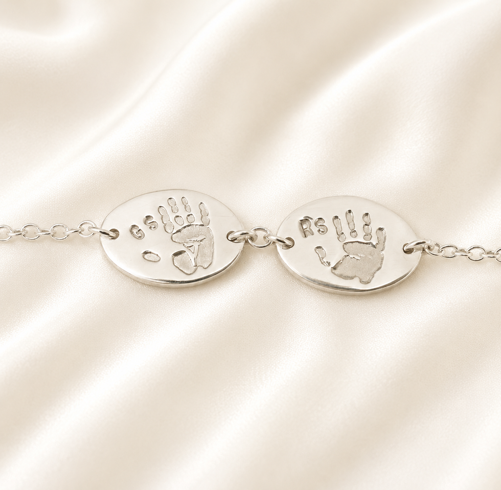 Personalised Handprint Footprint Oval Multi Charm Bracelet