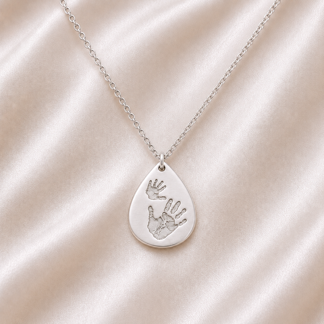 Personalised Handprint Footprint Teardrop Necklace