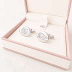 Handprint and footprint oval silver cufflinks