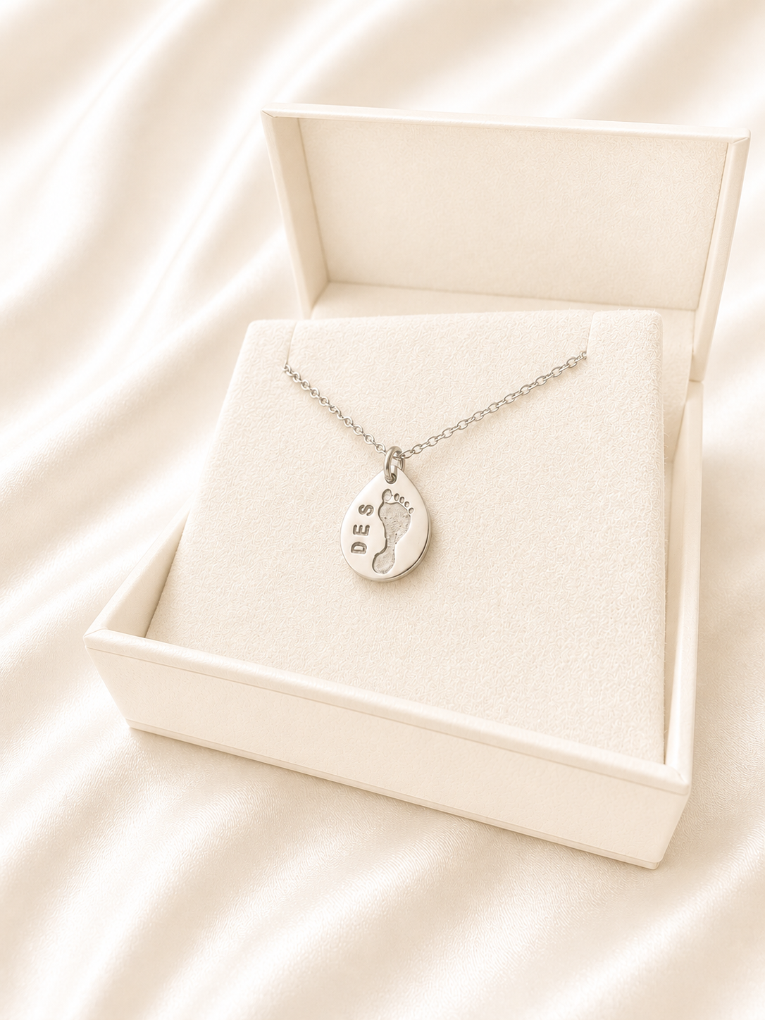 Personalised Teardrop Handprint Necklace On Man