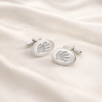 Handprints in oval silver cufflinks