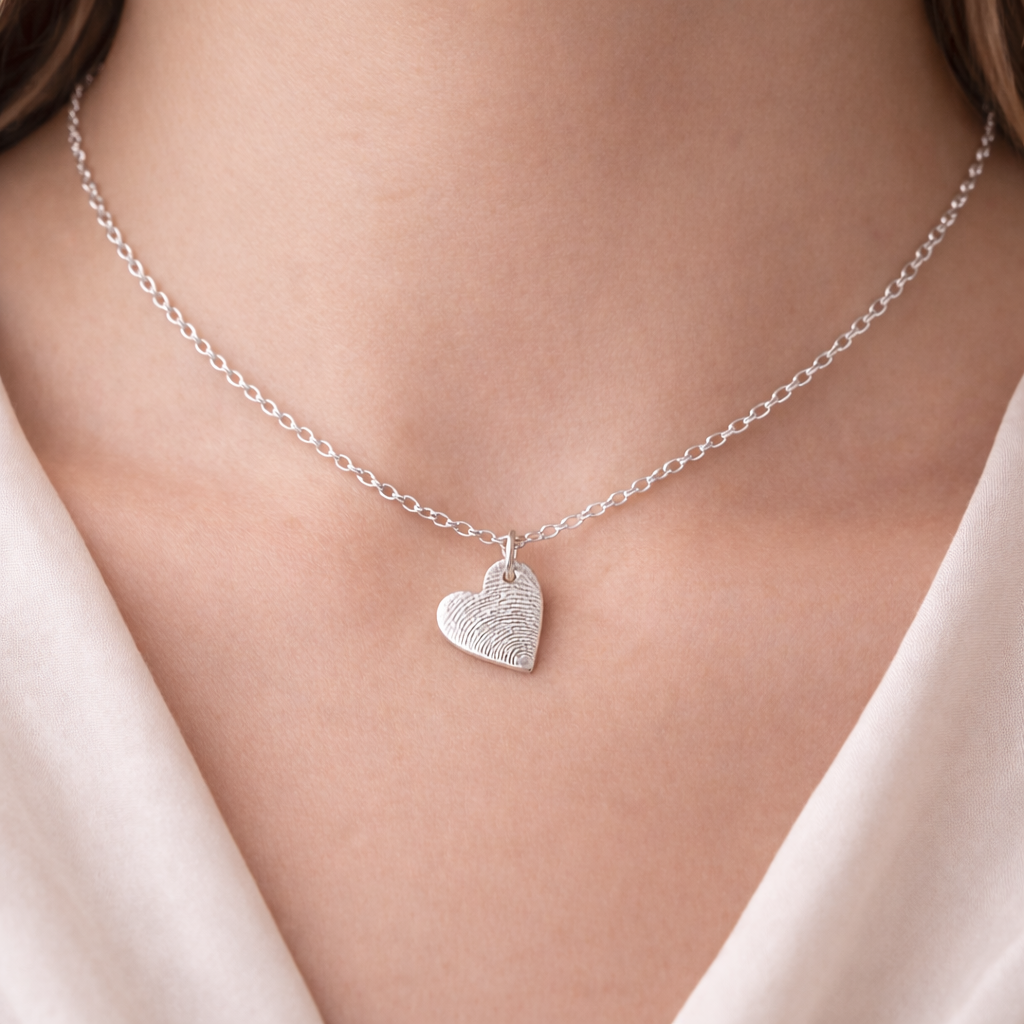 Personalised Small Fingerprint Heart Necklace 2