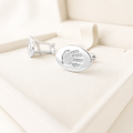 Handprint on oval cufflinks silver