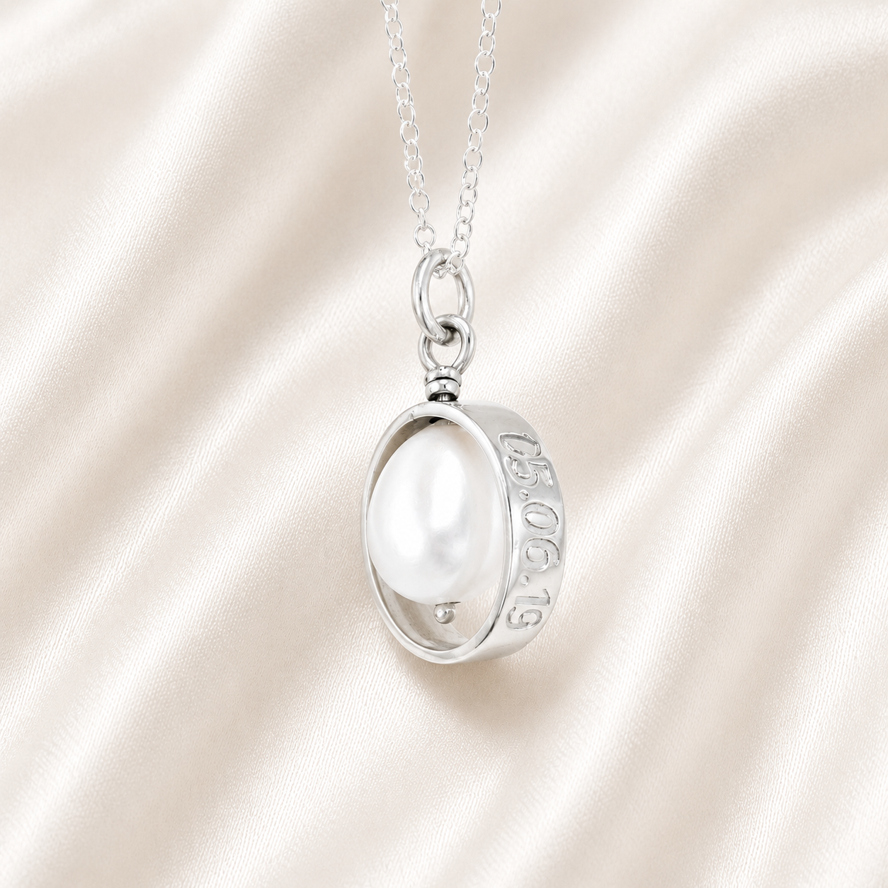 Personalised Ring Necklace With Pearl Fingerprint