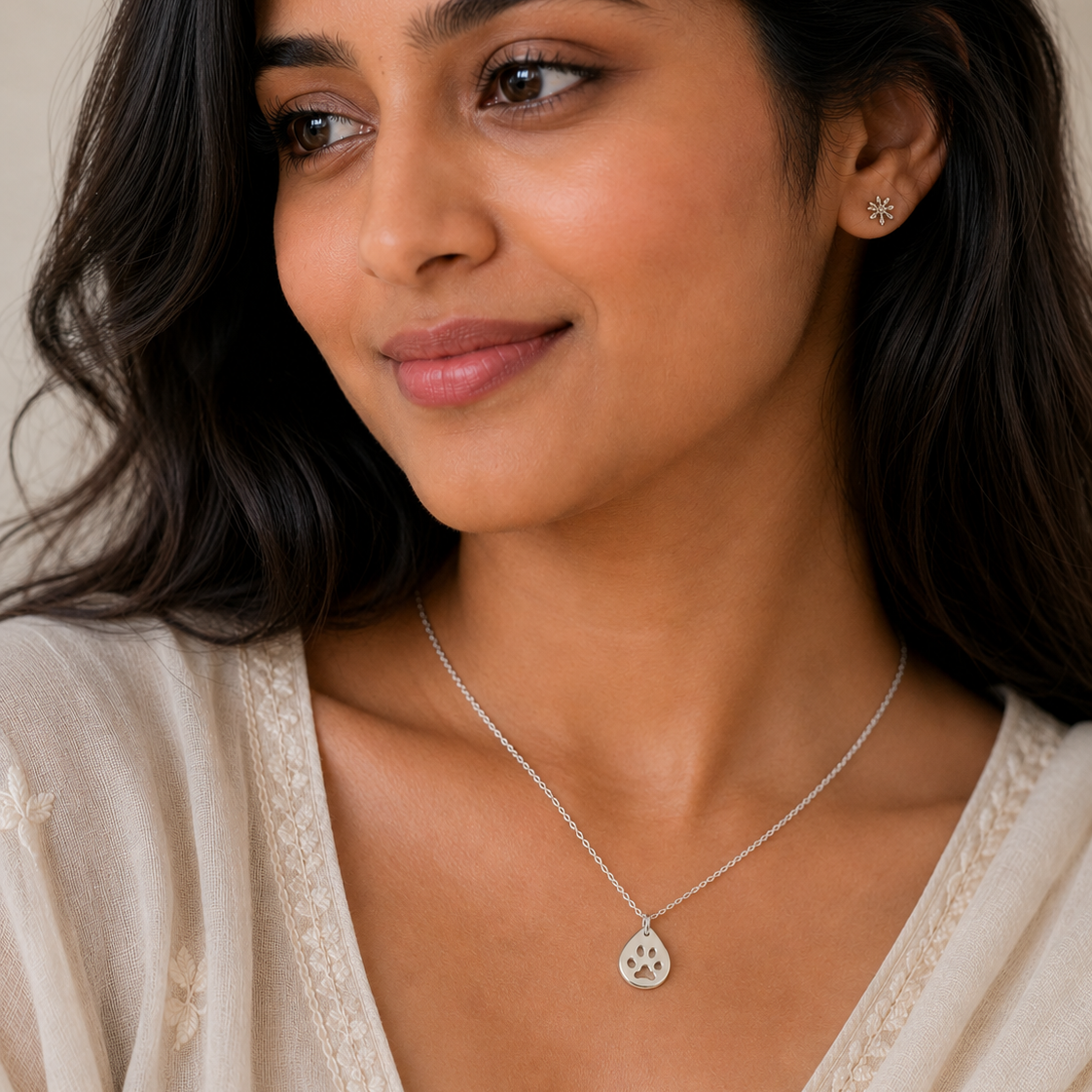 Personalised treardrop silver necklace