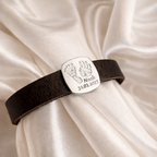 Personalised Personalised Square Fingerprint Charm On Flat Leather Bracelet
