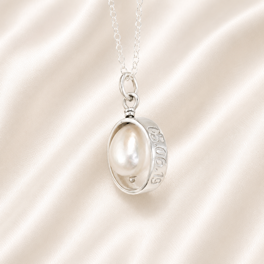Personalised Ring Necklace With Pearl Fingerprint 2