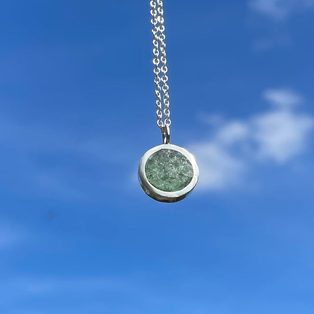 memorial necklace with ashes and seaglass