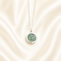 Green seaglass circular memorial necklace