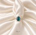 Seaglass Blue Silver Ring Size N