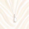 Silver hidden ashes memorial necklace pebble shape