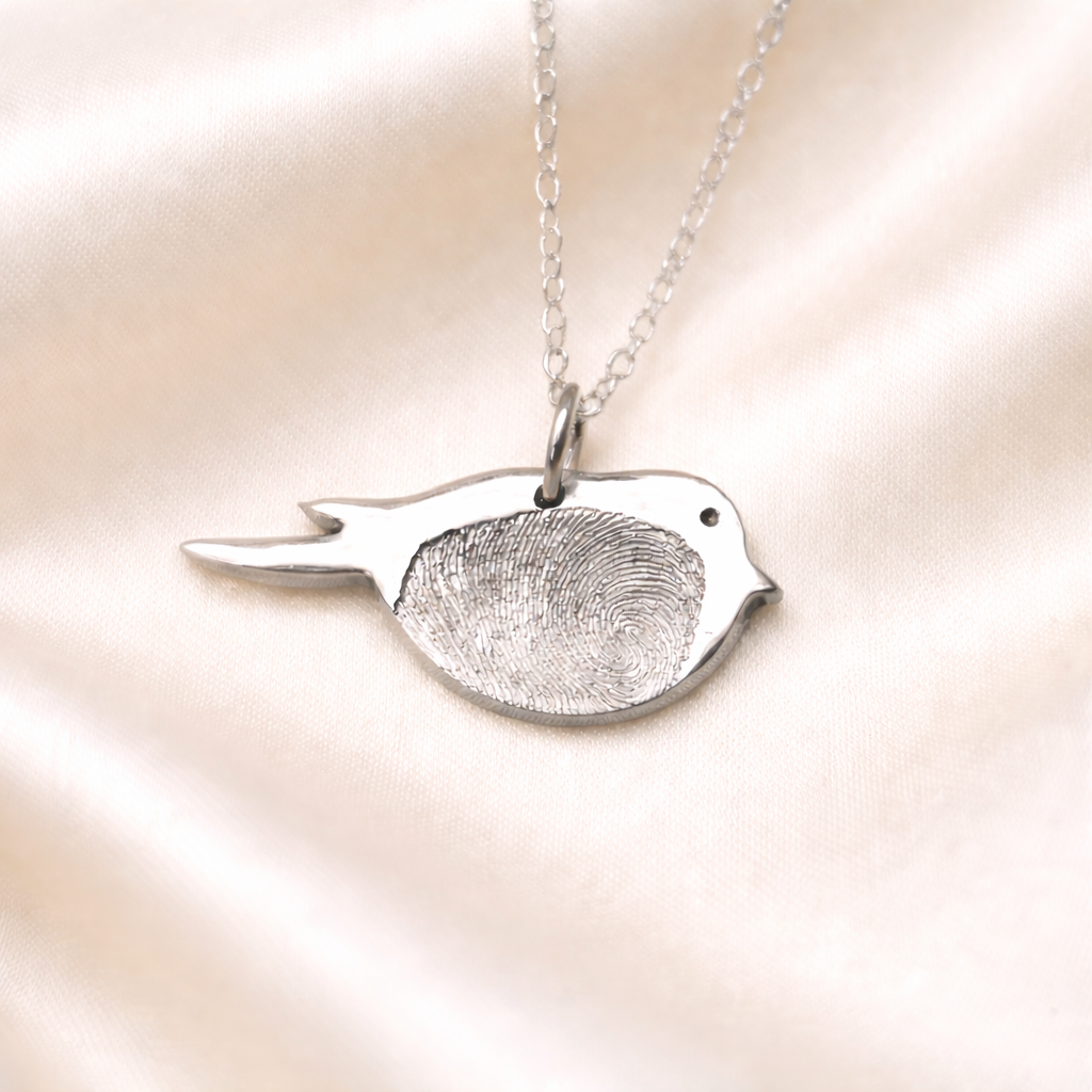 Personalised Fingerprint Bird Necklace