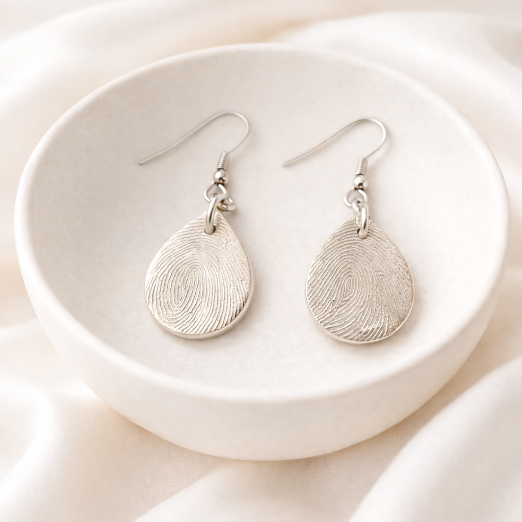 Personalised Silver teardrop earrings