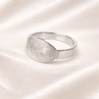 Personalised Oval Fingerprint Vertical Ring