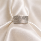 Personalised Rectangle Fingerprint Ring On Woman