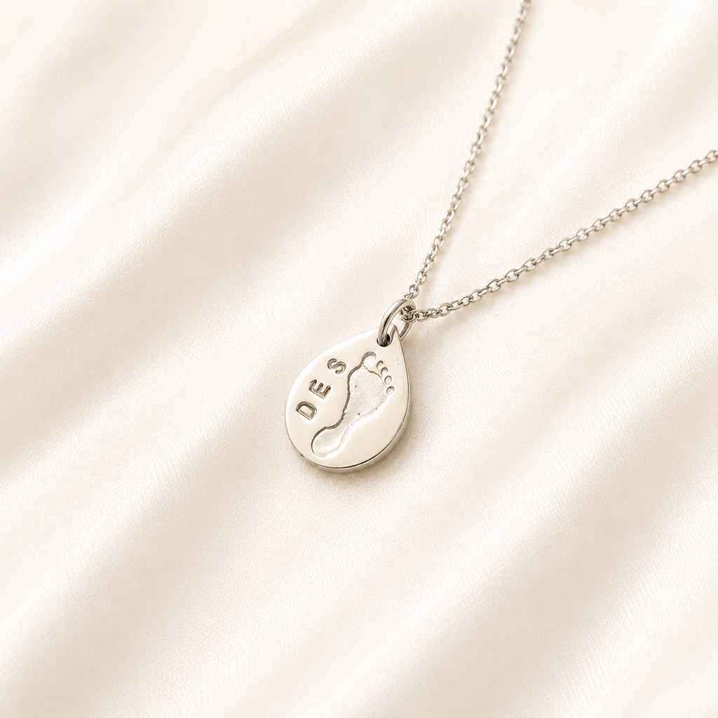 Personalised Handprint Double Teardrop Necklace