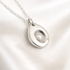 small fingerprint on silver pendant