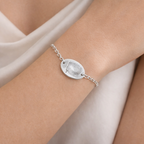 fingerprint oval bracelet on a woman