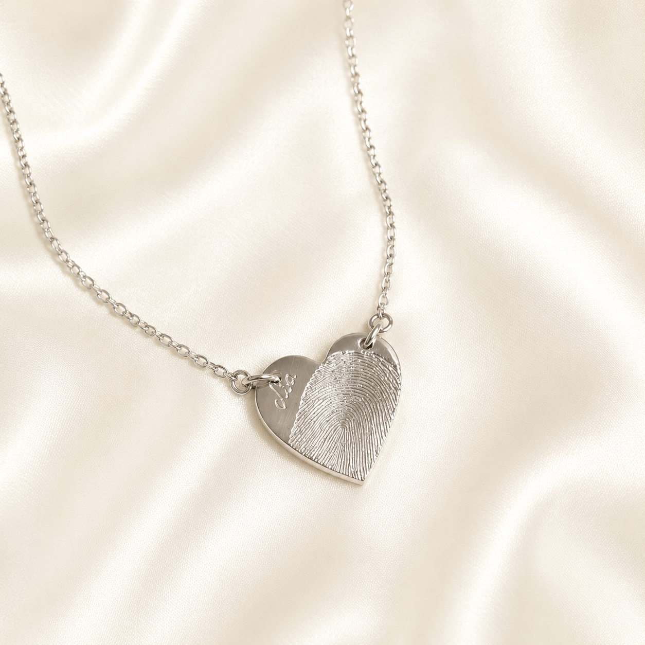 Personalised Silver Fingerprint Teardrop Necklace