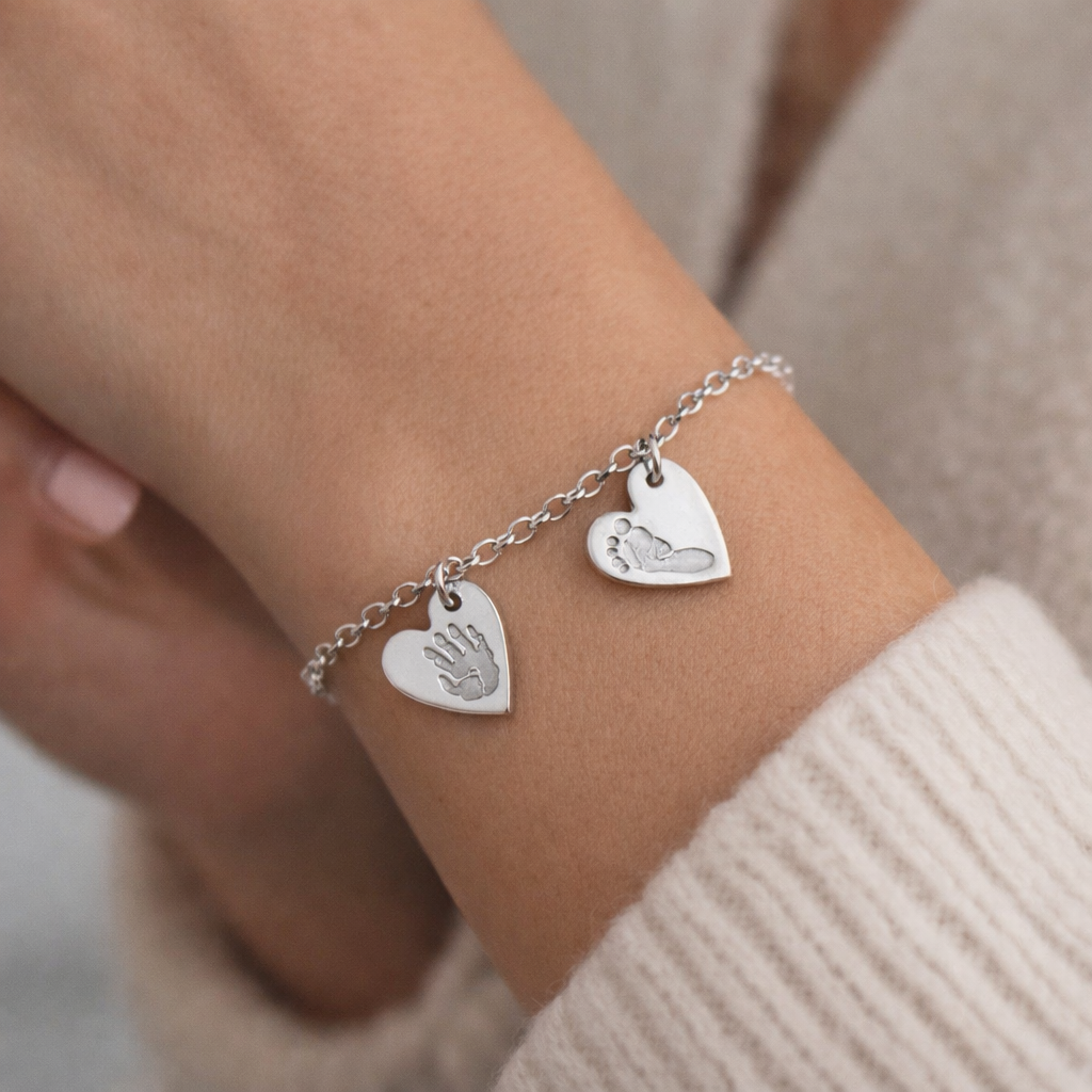 hadnprint heart charm bracelet