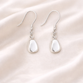 Silver hidden ashes pebble drop down earrings