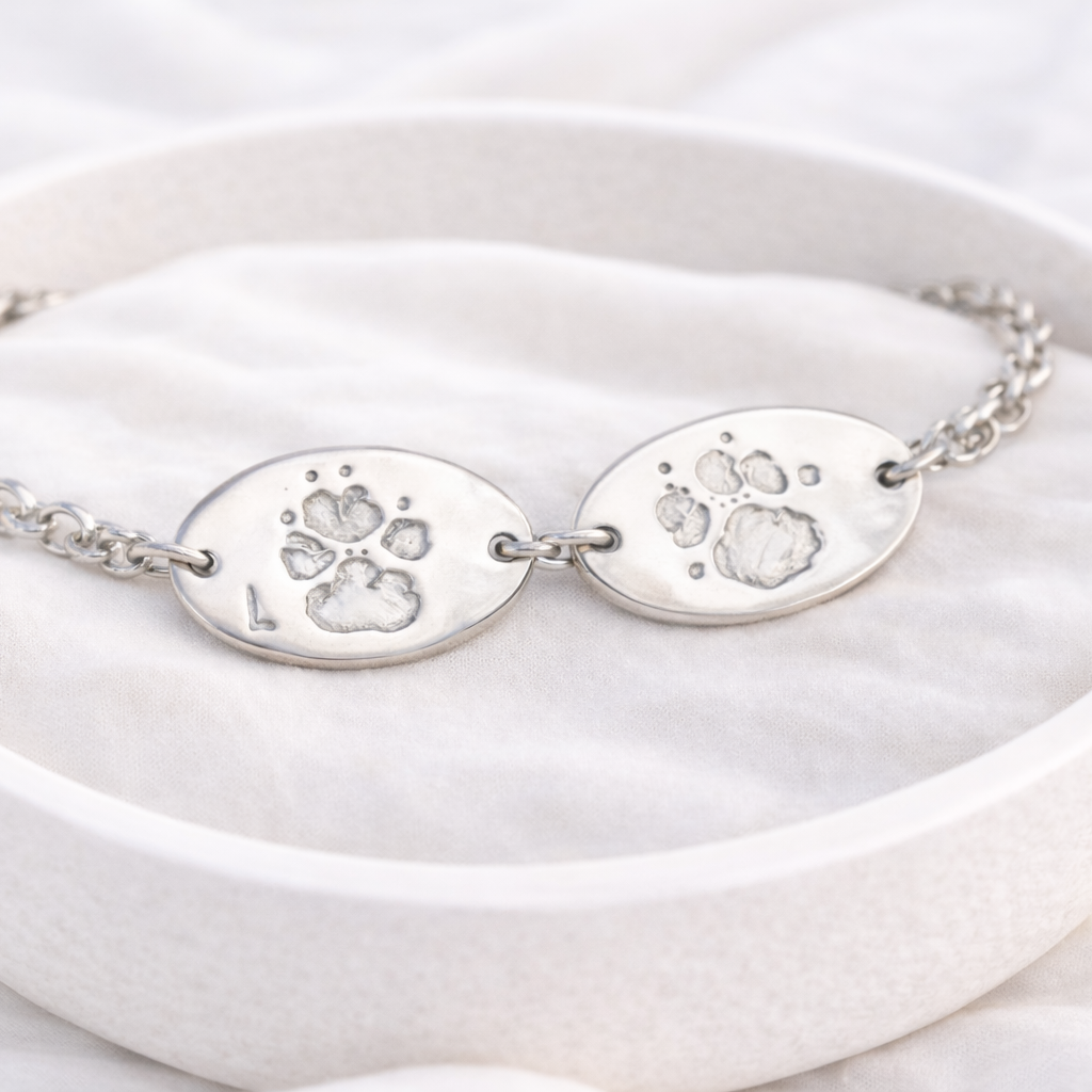 Personalised Heart Pawprint Charm Bracelet