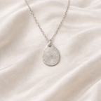 fingerprint on teardrop silver pendant