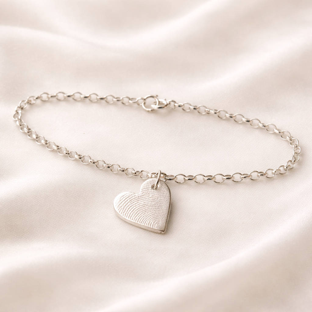 fingerprint on a small silver heart