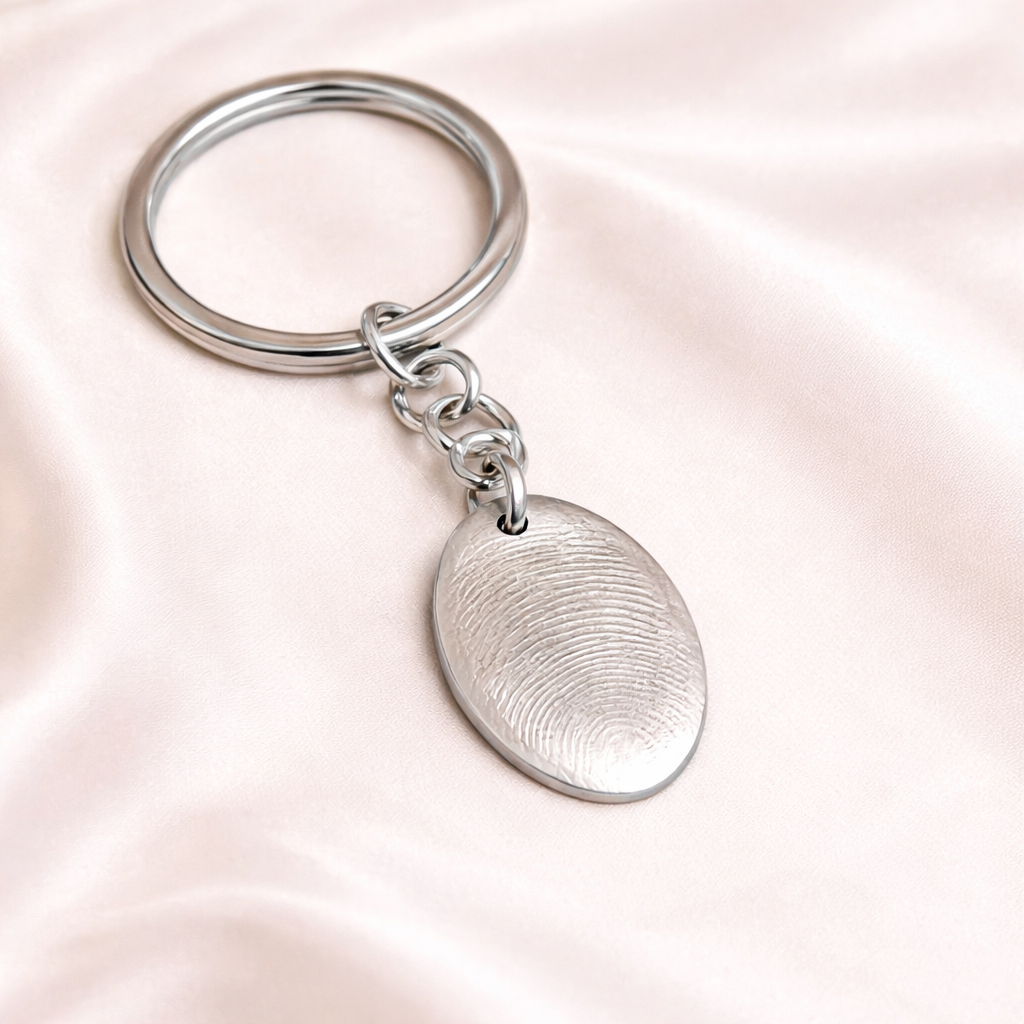 Personalised Fingerprint Oval Keyring